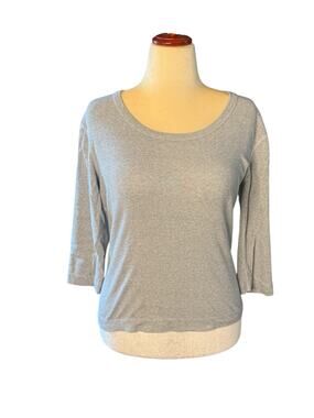 Three Dots 3/4 Sleeve British Tee - Large - Gray